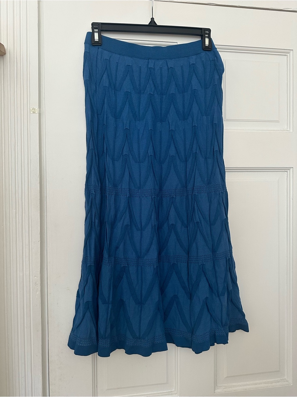 Vintage Blue Textured Midi Skirt